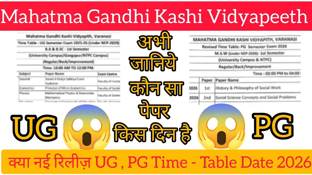 MGKVP Varanasi UG PG Time Table 2026 जारी | BA BSc BCom 1st Sem Exam Date | Latest Update