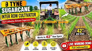 9 Tyne Sugarcane Inter Row Cultivator Top Model | Full working Review video | Trinch Cultivation