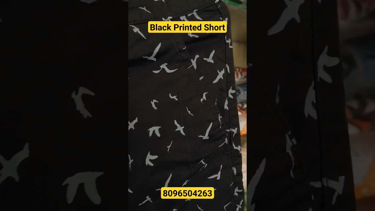 Black Printed Cotton Short for men's Boys| 