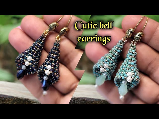 Cutie bell earrings tutorial/ Chenille Stitch earrings/beaded jewelry  making 