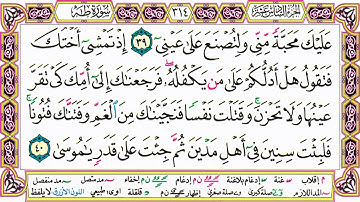 القرآن الكريم مقسم صفحات | الشيخ حاتم فريد | سورة طـه | صفحة 314 مكتوبة | مصحف التجويد الملون