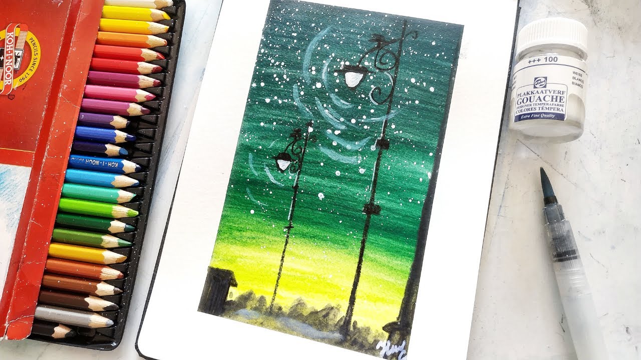 Watercolor pencils painting tutorial - YouTube