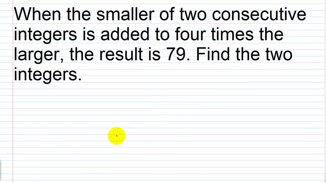 word problems involving consecutive integers algebra 1 homework