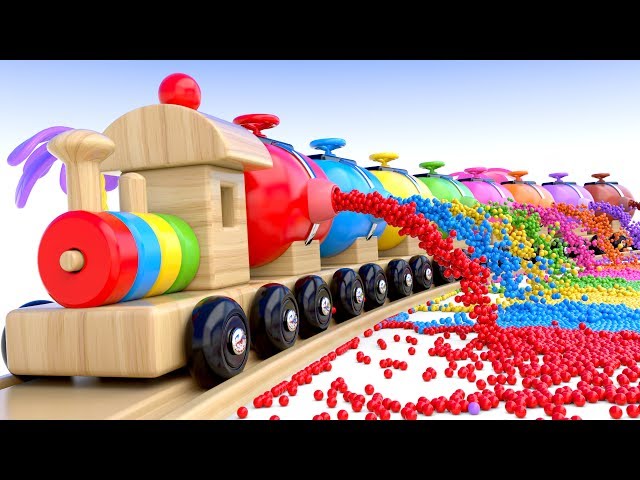 Colors with Preschool Toy Train and Color Balls - Shapes & Colors Collection for Children class=