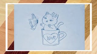 Baby kitten inside love cup playing with butterfly by Limu Art Gallery 52 views 9 months ago 2 minutes, 59 seconds