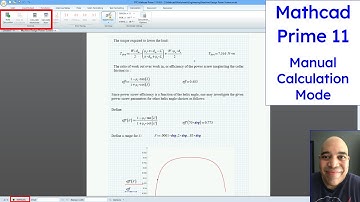 Mathcad Prime 11 - Manual Calculation Mode