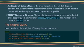 Resolving the Postgres SQL Error [42P01]: Missing FROM-Clause Entry for Table "orders__line_items"