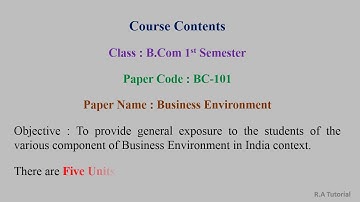 Business Environment Syllabus | B.Com 1st Semester Business Environment Syllabus | B.Com 1 Semester
