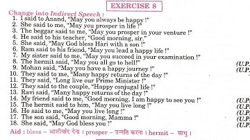 exercise 8 class 12 | optative direct and indirect | direct and indirect optative sentence class 12