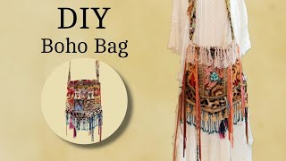 How To Make An Upcycled Eclectic Fringe Crossbody Boho Bag