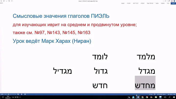 412-Z Semantic meanings of the verbs PIEL in Hebrew We understand the root, remember it according...
