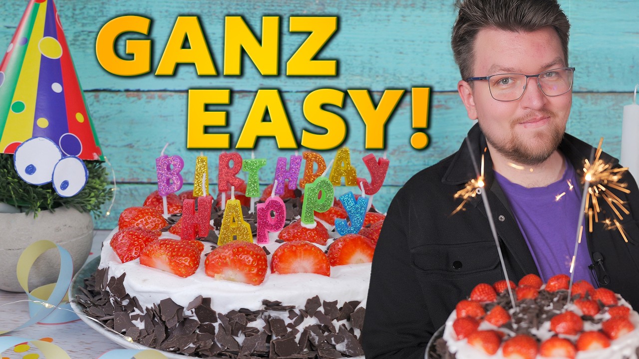Erdbeerkuchen | Schneller & Einfacher VEGANER Geburtstagskuchen