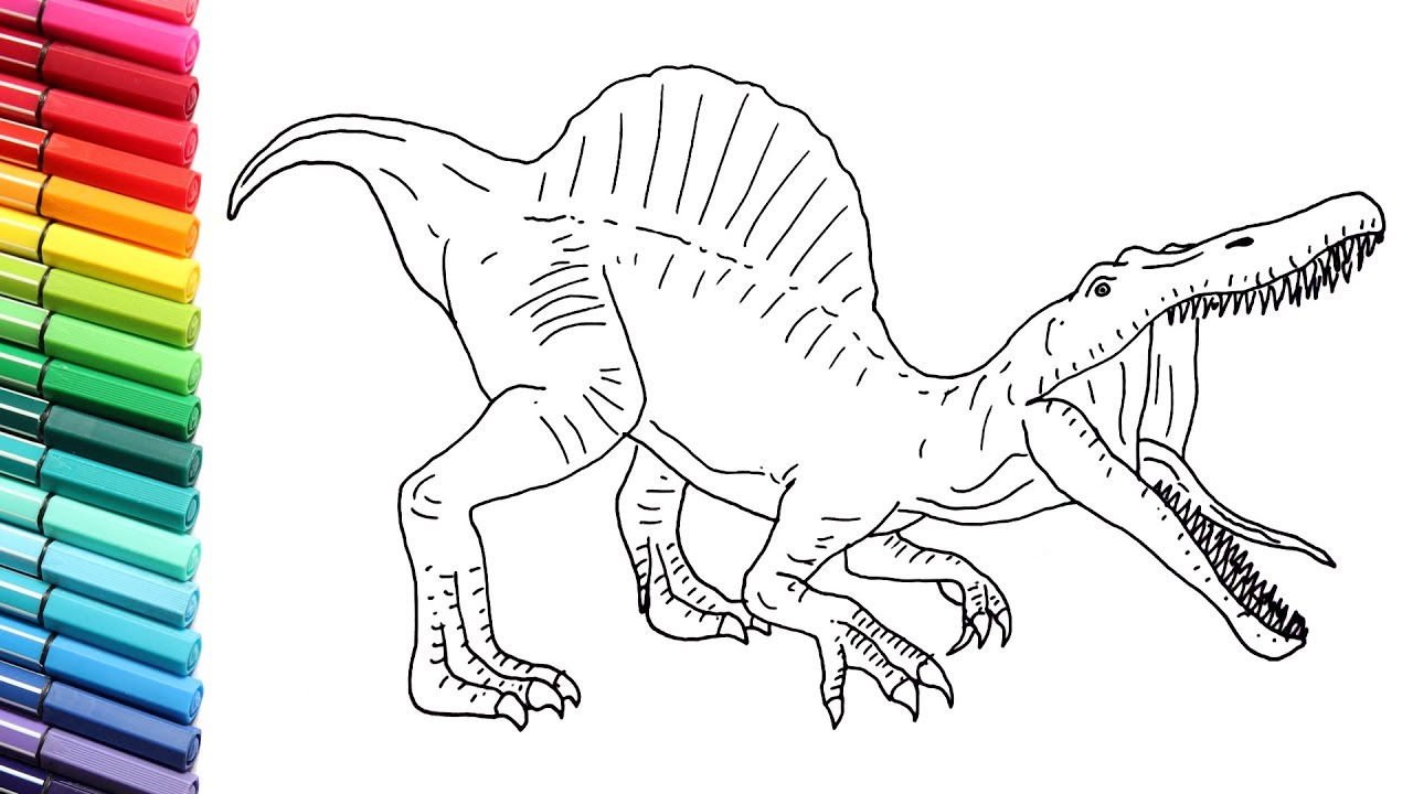 How to Draw Dinosaurs for Children - Drawing and coloring Spinosaur