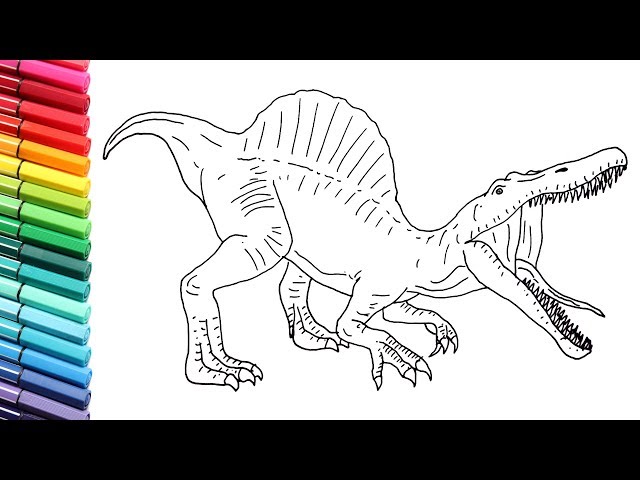 How to Draw Dinosaurs for Children - Drawing and coloring Spinosaur
