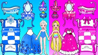 कागज की गुड़िया ड्रेस अप | Paper Craft Frozen Elsa And Pink Rapunzel Dress Up | Woa Dolls Hindi