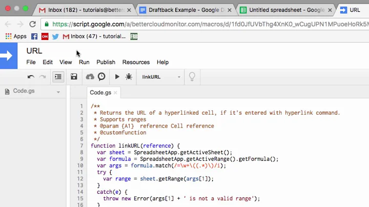 Extract URLs or Link Text from a Google Sheets Cell