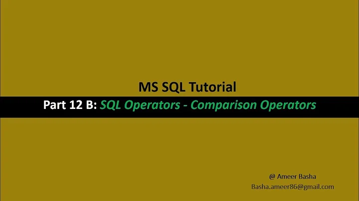 Part 12 B: SQL Operators - Comparison Operator