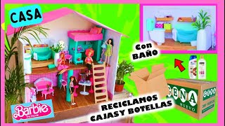 ideas FÁCILES para hacer una CASA para BARBIE! 🏠Reciclando caja de carton!