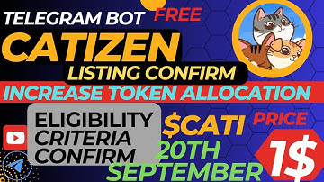 Catizen airdrop|20th September listing confirm| Increase your token allocation| Eligibility criteria