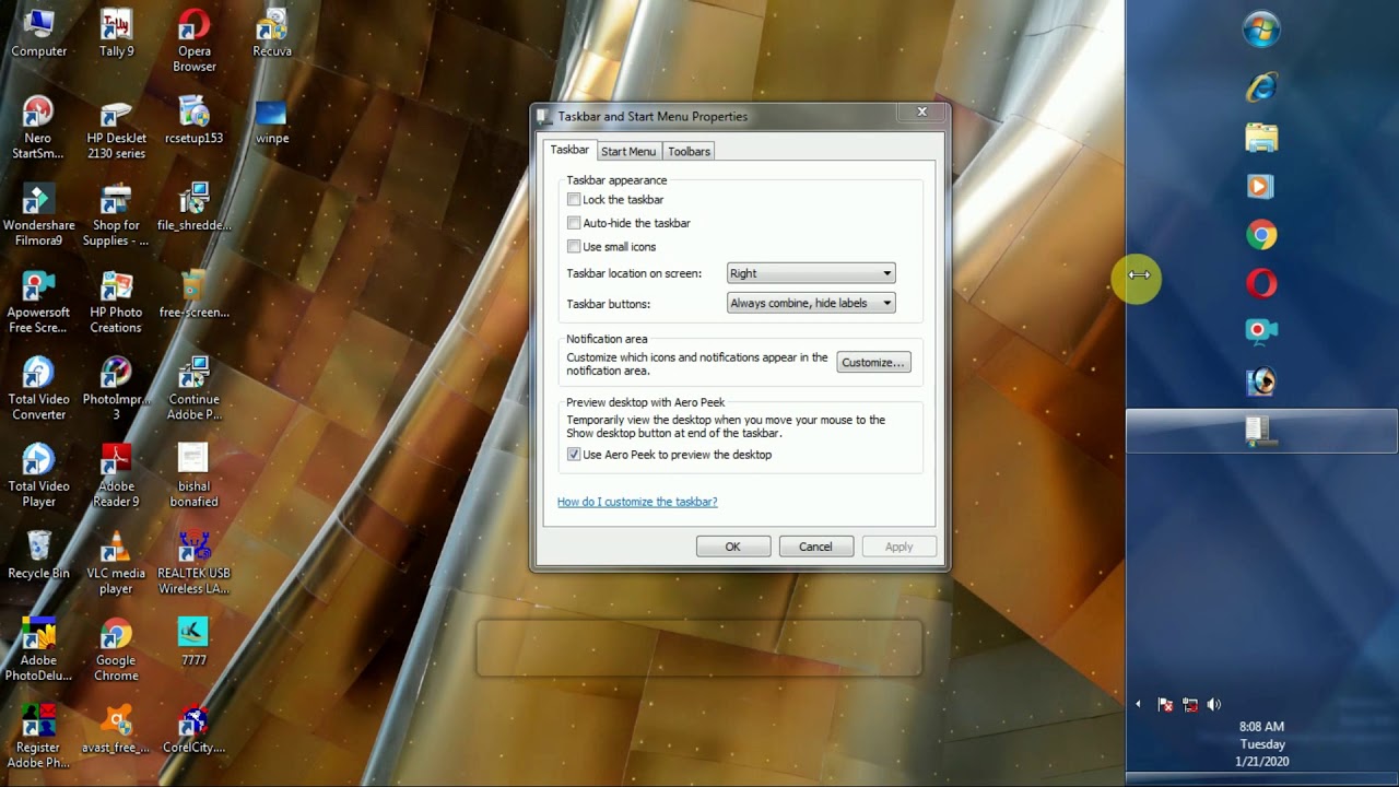 How to change task bar position how to lock task bar how to