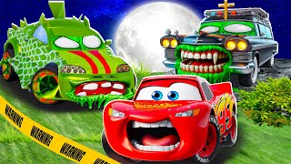 Big & Small:McQueen and Mater VS Undertaker ZOMBIE and Komodo MEGA Slime cars in BeamNG.drive