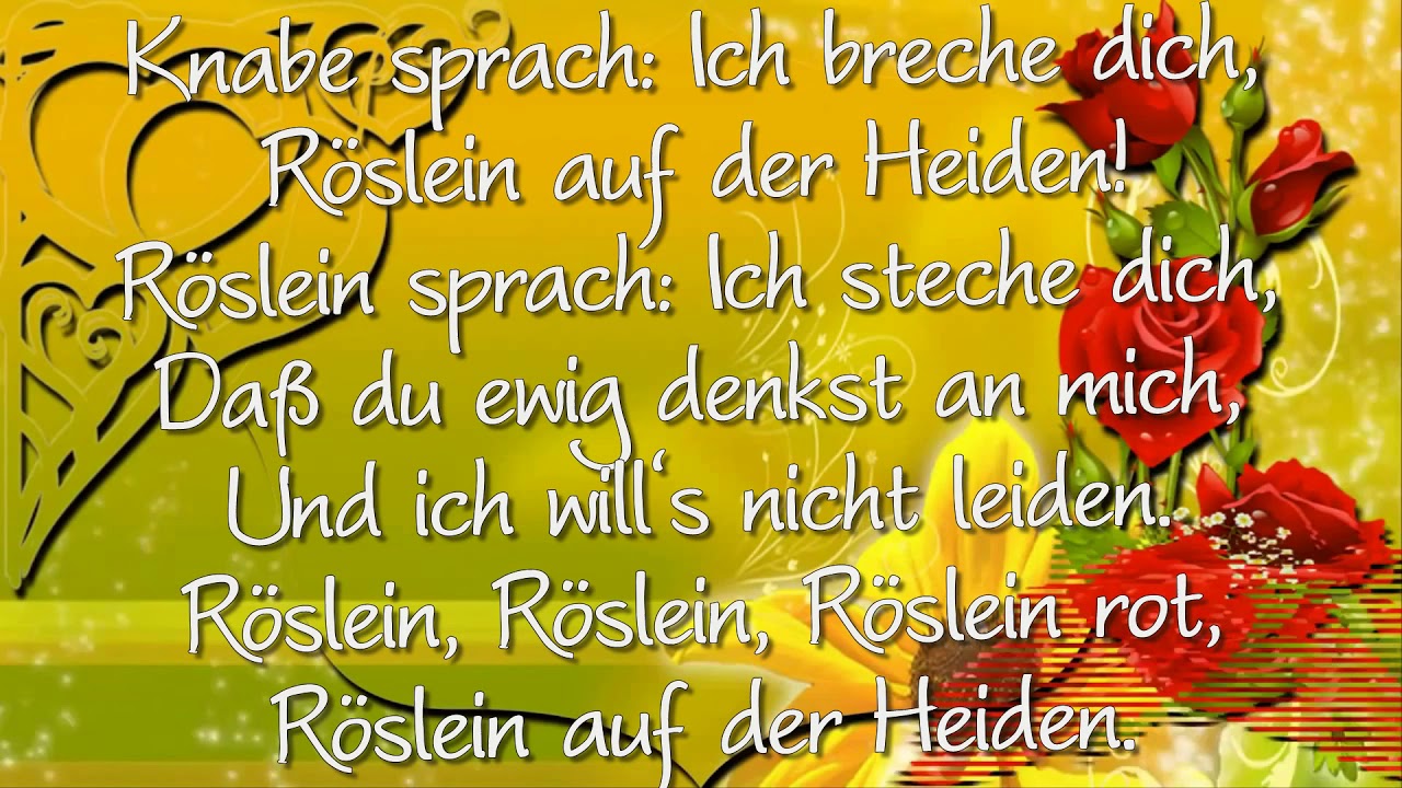 Sah Ein Knab Ein Röslein Stehn Text www.youtube.com
