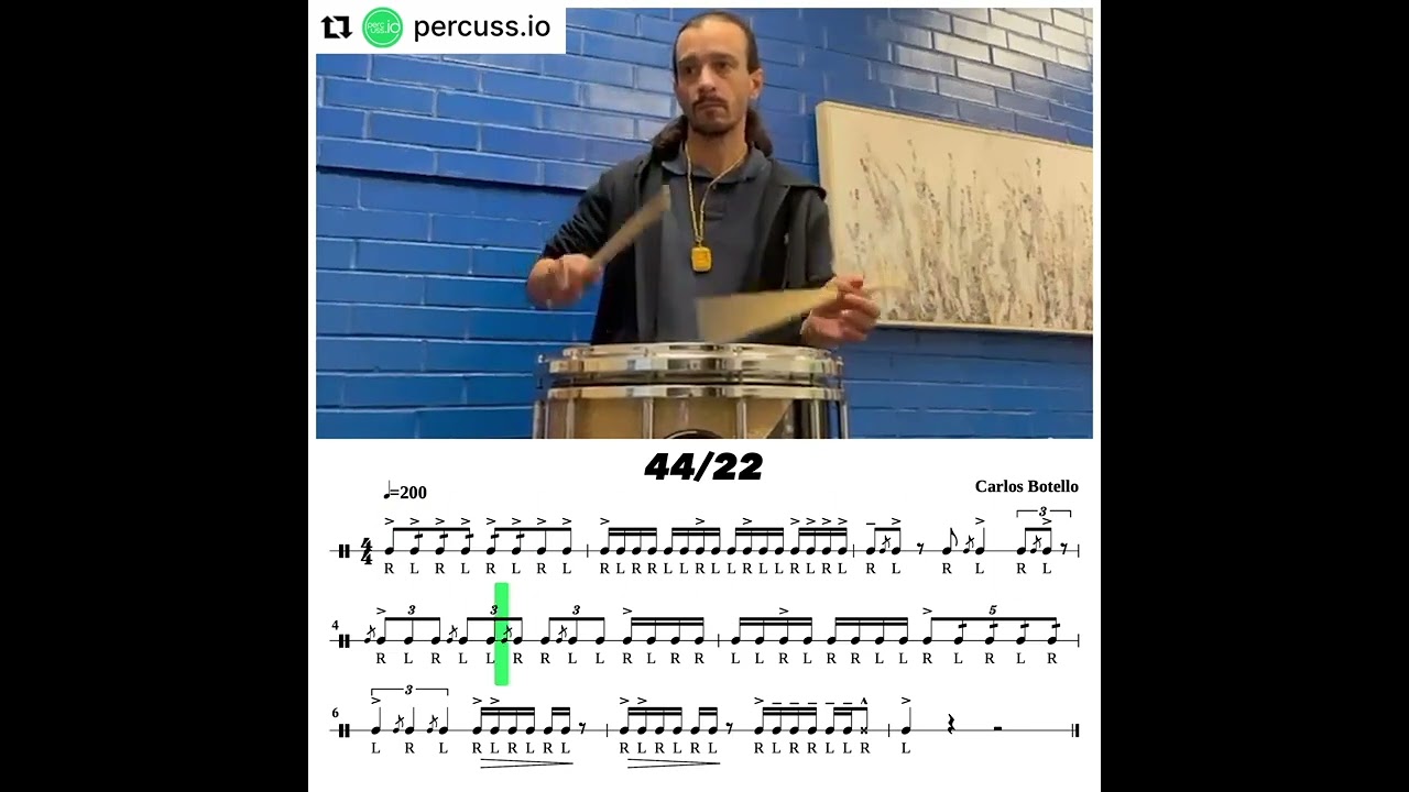 Watch Carlos Botello: Snare Lick “44/22” on YouTube Watch Carlos Botello: Snare Lick “44/22” on YouTube