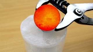 EXPERIMENT Glowing 1000 degree METAL BALL vs ICE