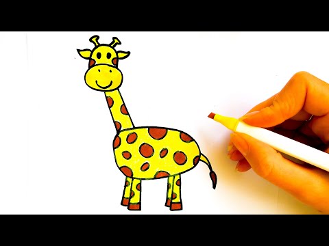 HOW TO DRAW A GIRAFFE for kids. КАК НАРИСОВАТЬ ЖИРАФА для детей