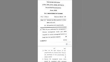 TS-3(Management in Tourism) June 2025 question paper|#ignou #exam #questionpaper #tourism #viral