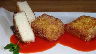 Receta Leche frita y coulis de fresa  Recetas de cocina, paso a paso, tutorial. Loli Domínguez