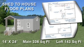14’ X 24’ Shed to House Floor Plans – Tiny House - Bedroom, Loft, Bathroom by questmatrix 2,886 views 1 year ago 5 minutes, 21 seconds