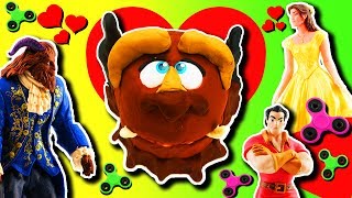 PlayDoh Drill N Fill Faces Beast from Beauty and The Beast Movie at Fidget Spinner Dinner w/ Belle!