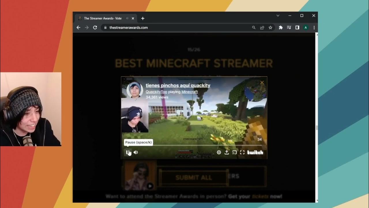 Quackity anuncia que fue nominado a Mejor Streamer de Minecraft en "The
