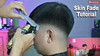 Skin Fade Hairstyle Barber Tutorial - Learning mens haircut for beginner