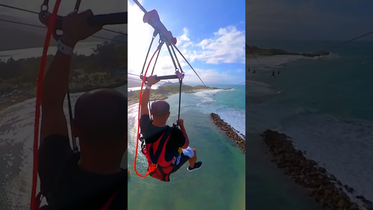 World's longest over water zip line Dragon's Breath #haiti #labadee # ...