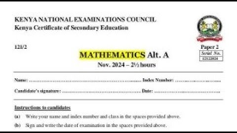 KCSE 2024 MATHEMATICS PAPER 2 SECTION 2 REVISION