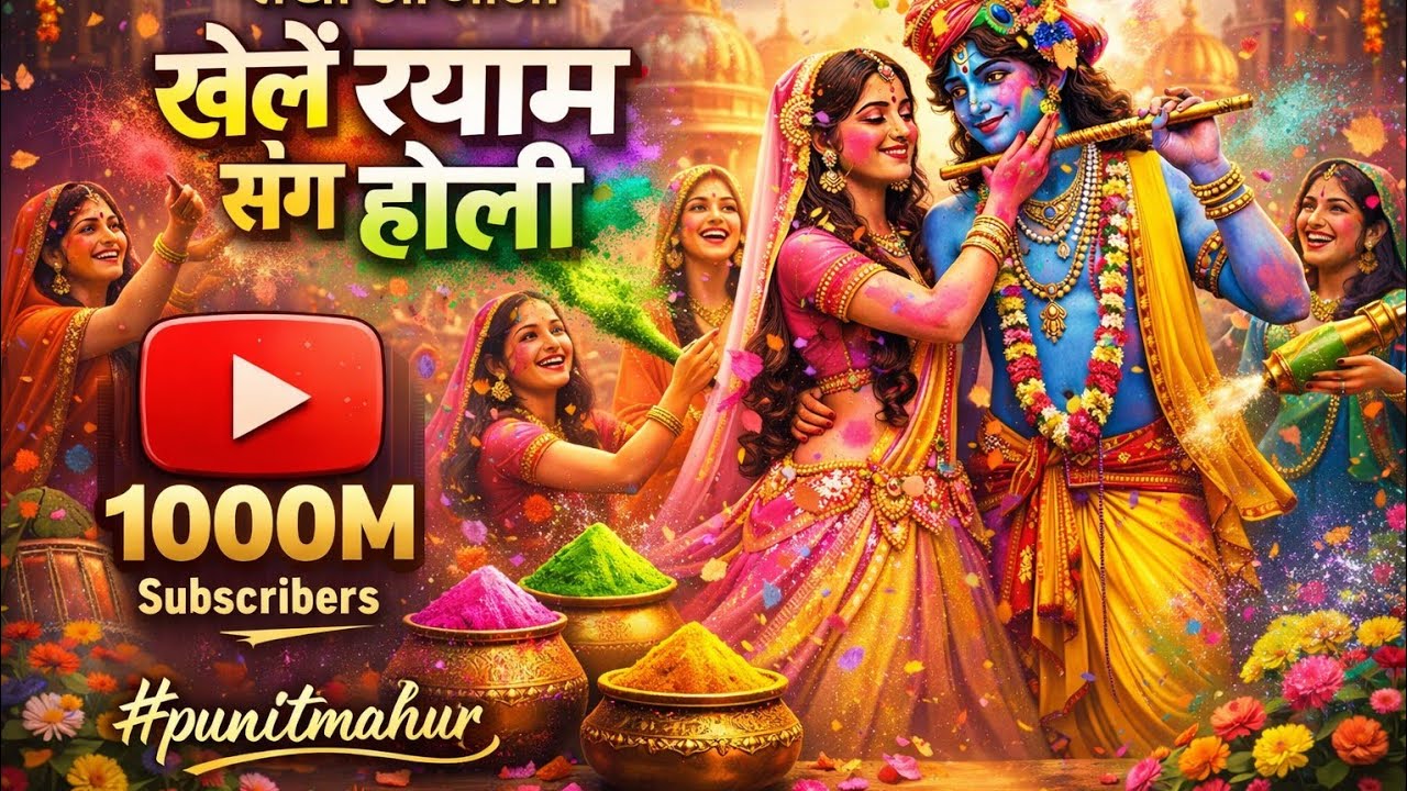 आओ खेले श्याम संग होली 🌸 बरसाने की होली श्याम और राधा का प्रेम प्रसंग 🎨 #punitmahur #holi #bhakti 🎊