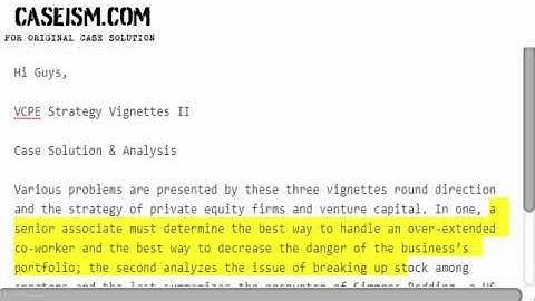 VCPE Strategy Vignettes II Case Solution & Analysis Caseism.com
