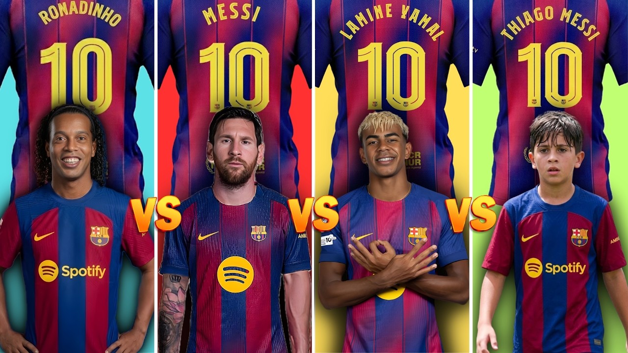 Comparison: Ronaldinho vs Messi vs Yamal vs Thiago Messi