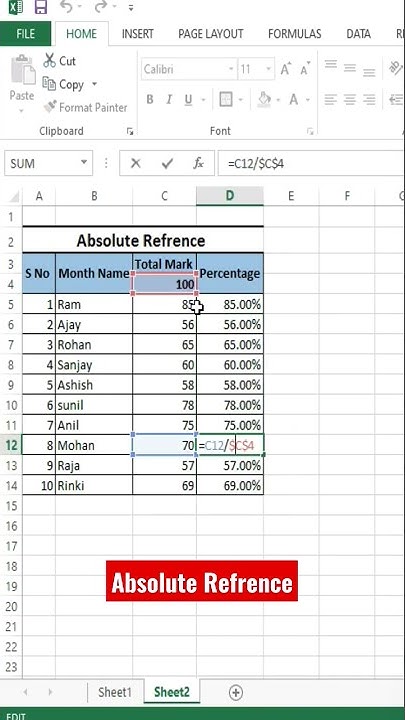 Absolute Reference in Excel #shorts #excel #exceladvancetips #exceltips ...