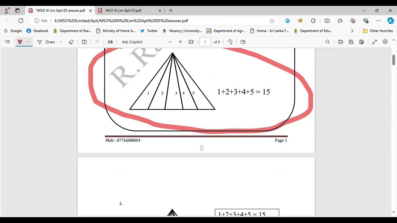 MSO III MP 5 Aptitude முக்கோணிகளின் எண்ணிக்கை சமன்பாடு
