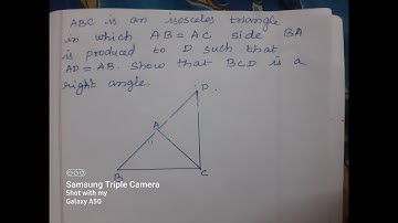 ABC is an isoceles triangle in which AB=AC side BA is produced to D such that BCD is a right angle