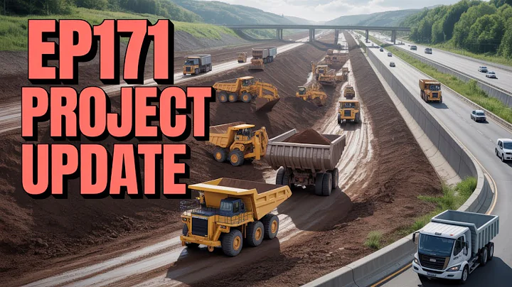 New Project Dump Truck Moving Land filling Nearby Highway Road Pours Soil Bulldozer Pushing  EP171