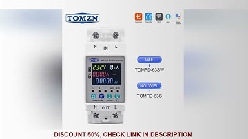 TOMZN 2P 63A 110V 220V TUYA WIFI Smart Switch Kwh Metering Circuit Breaker Timer with voltage curren