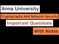 Cryptography and Network Security | Important Questions for Anna University | Tamil