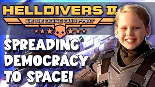 BLASTING BUGS TO TOTALLY ETHICALLY SPREAD DEMOCRACY TO SPACE!!  Helldivers 2 (3Player Gameplay)