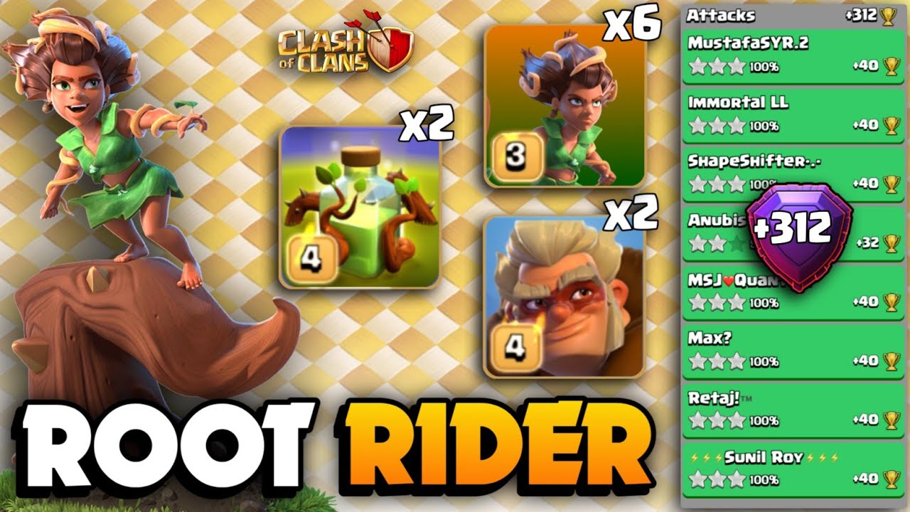 Root Rider Max Level DRUID Makes RR Even STRONGER🔴ROOT RIDER Spam With Overgrowth🔴TH16 ...