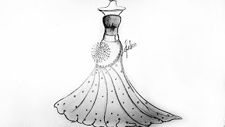 How to design a dress pattern step by draw sketch dress...