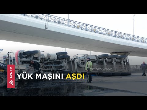 “Koroğlu” metrosunun qarşısında yük maşını aşdı, hərəkətə məhdudiyyət qoyuldu - APA TV